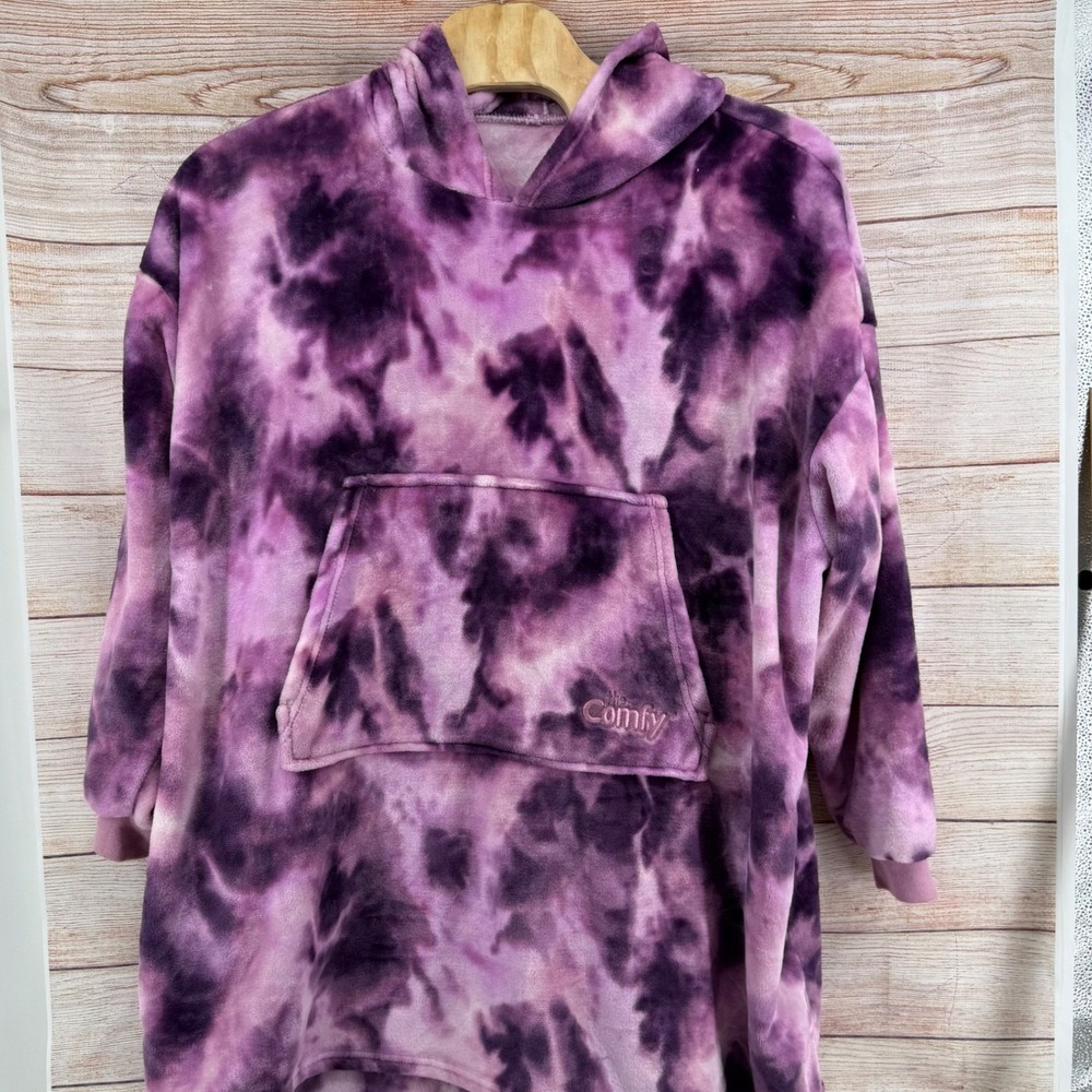 The Comfy Wearable Blanket Hoodie Purple Tie Dye Oversized Fleece One Size